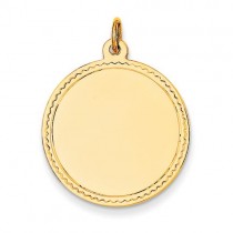Plain Engraveable Disc Charm in 14k Yellow Gold