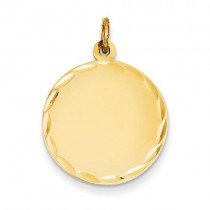 Etched Engraveable Disc Charm in 14k Yellow Gold