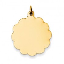 Engraveable Scalloped Disc Charm in 14k Yellow Gold
