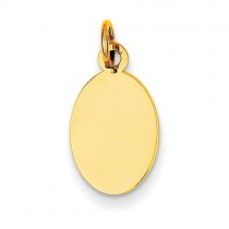 Plain Engraveable Oval Disc Charm in 14k Yellow Gold