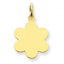 Plain Engraveable Flower Disc Charm in 14k Yellow Gold