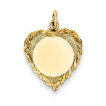 Engraveable Heart Rope Disc Charm in 14k Yellow Gold