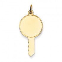 Plain Engraveable Key Charm in 14k Yellow Gold