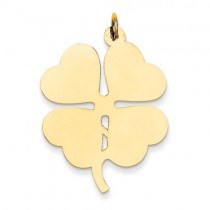 Plain Engraveable Clover Disc Charm in 14k Yellow Gold