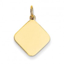 Plain Diamond Shaped Engraveable Disc Charm in 14k Yellow Gold