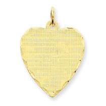 Patterned Engraveable Heart Disc Charm in 14k Yellow Gold