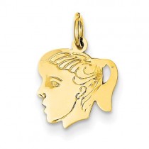 Girl Head Charm in 14k Yellow Gold