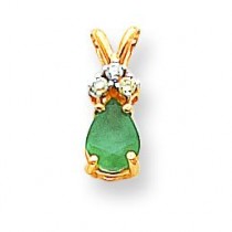 Emerald Diamond Pendant in 14k Yellow Gold