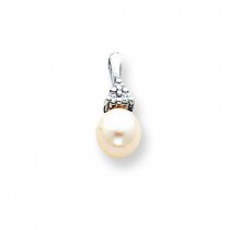 Pearl Diamond Pendant in 14k White Gold 