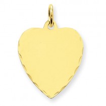 Etched Engraveable Heart Disc Charm in 14k Yellow Gold