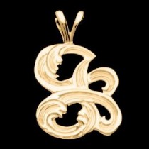 Large Initial Pendant in 14k Yellow Gold
