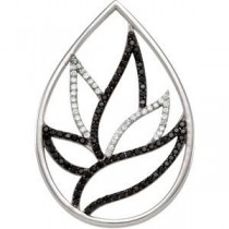 Black Spinel Diamond Pendant in Sterling Silver (0.2 Ct. tw.) (0.2 Ct. tw.)