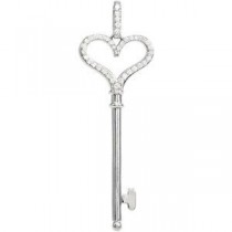 Diamond Heart Key Pendant in Sterling Silver (0.25 Ct. tw.) (0.25 Ct. tw.)