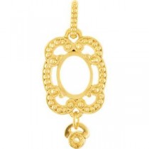 Granulated Design Pendant Or Necklace in 14k Yellow Gold 