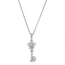 Vintage-Inspired Key Design Pendant Or Necklace in Sterling Silver