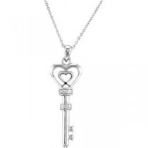 Key Of Love For Couples Pendant Chain in Sterling Silver