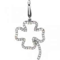 Four Leaf Clover Charm in 14k White Gold (0.25 Ct. tw.) (0.25 Ct. tw.)