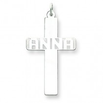 Cross Cut Out Anna Name Plate in 10k White Gold