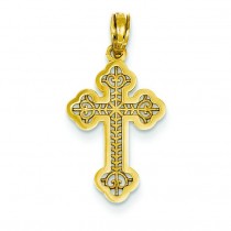 Solid Budded Cross in 14k Yellow Gold