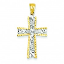Flower Design Cross in 14k Yellow Gold