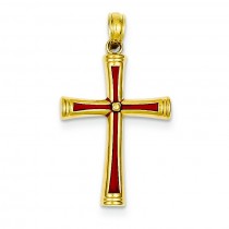 Red Acrylic Cross in 14k Yellow Gold