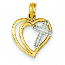 Double Heart Cross in 14k Two-tone Gold