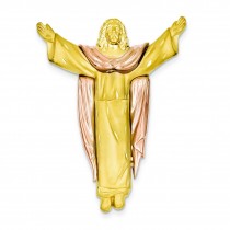 Satin Risen Christ Draped Slide in 14k Two-tone Gold