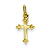 Small Budded Cross in 14k Yellow Gold
