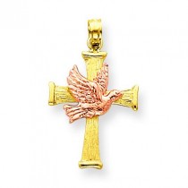 Dove Cross Pendant in 14k Two-tone Gold