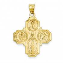 Four Way Cross Pendant in 14k Yellow Gold