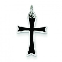 Black Enameled Cross in Sterling Silver