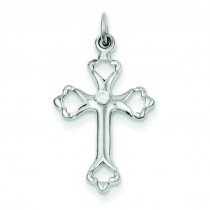 Budded Cross CZ Charm in Sterling Silver