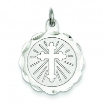 Cross Disc Charm in Sterling Silver