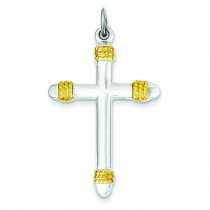 Gold Plated Rope Cross in Sterling Silver