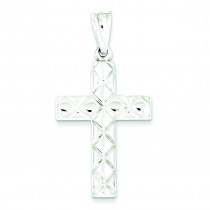 Rhodium Plated Hollow Cross in Sterling Silver