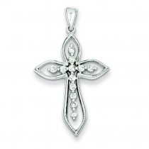 Diamond Cross Pendant in Sterling Silver 