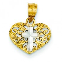 Cross In Heart Pendant in 14k Yellow Gold