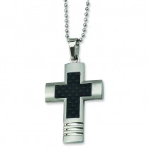 Fiber Cross Necklace in Stainless Steel