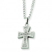 CZ Cross Necklace in Stainless Steel