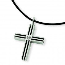 Cross CZ Necklace in Stainless Steel