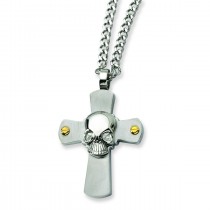 Skull on Cross Necklace in Stainless Steel