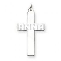 Cross Cut Out Anna Name Plate in 14k White Gold