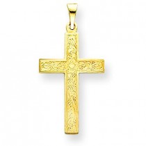 Floral Cross in 14k Yellow Gold