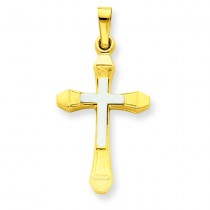Hollow Cross Pendant in 14k Two-tone Gold