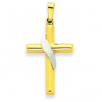 Hollow Cross Charm in 14k Two-tone Gold