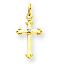 0.01 Ct. Tw. Diamond Budded Cross in 14k Yellow Gold