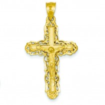 Diamond Cut Crucifix in 14k Yellow Gold