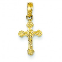 Fleur De Lis Crucifix in 14k Yellow Gold