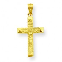 Beveled Tipped Crucifix in 14k Yellow Gold