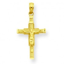 Beaded Accent Crucifix in 14k Yellow Gold